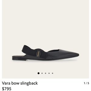 Ferragamo vara bow black flat sling backs NIB 35.5